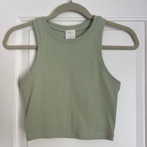 Full Tilt Green Fitted Crop Tank Top